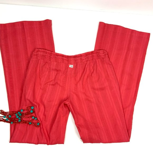 Billabong Coral Red Cotton Elastic Waist Beach Vacation Pants Small - Picture 8 of 16